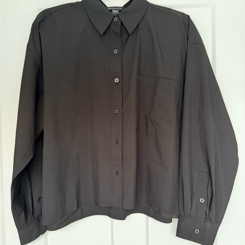 Athleta Black Button-Up Shirt